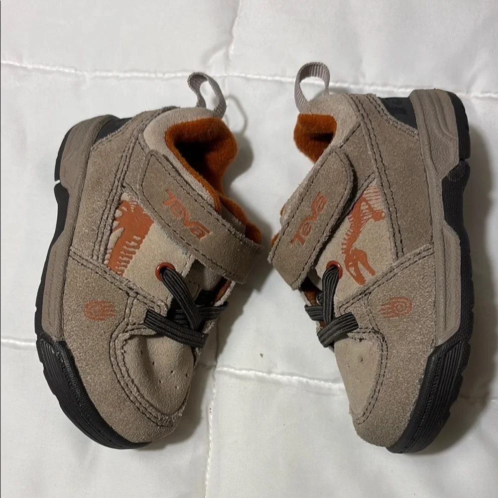 Teva Tan and Orange Baby Walker Sneakers with Velcro Strap